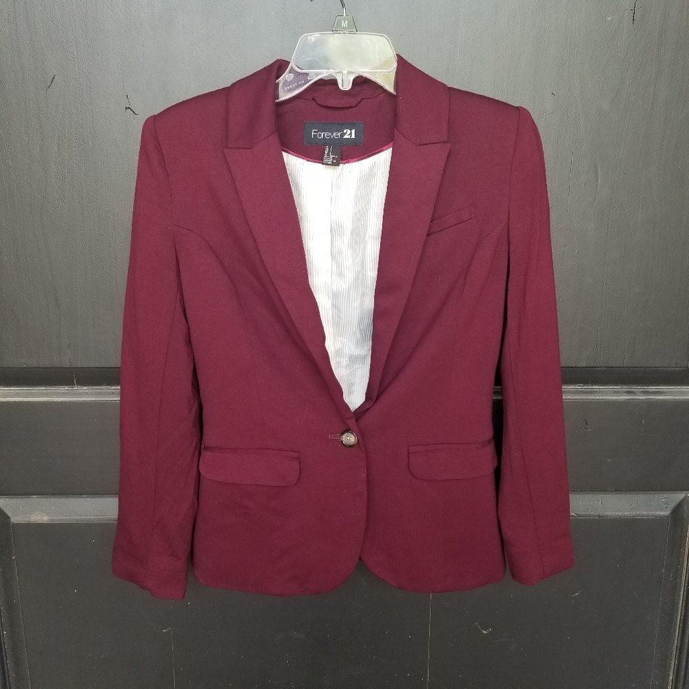 FOREVER 21 CRANBERRY BLAZER JACKET SZ S